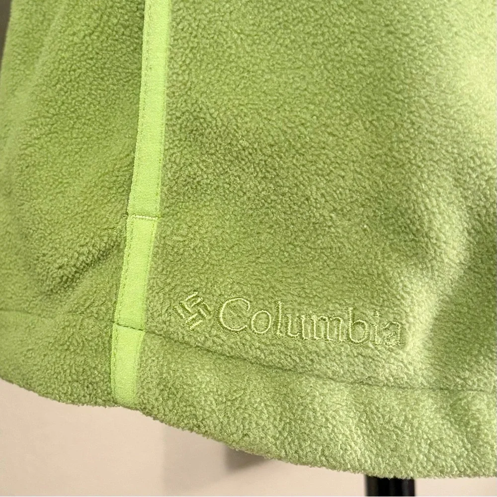 Columbia Fleece Hoodie Full-Zip Jacket Lime Green Sz L EUC Fall Layering Hiking